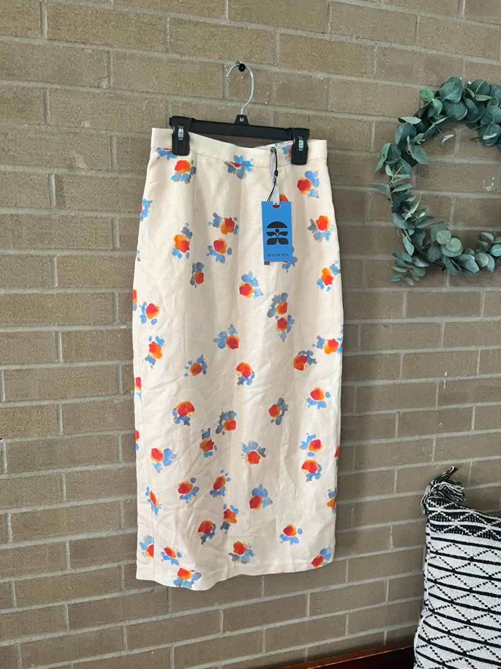 HUNTER BELL Cream Floral Midi Skirt Set with Red and Blue Accents - Picture 9 of 11